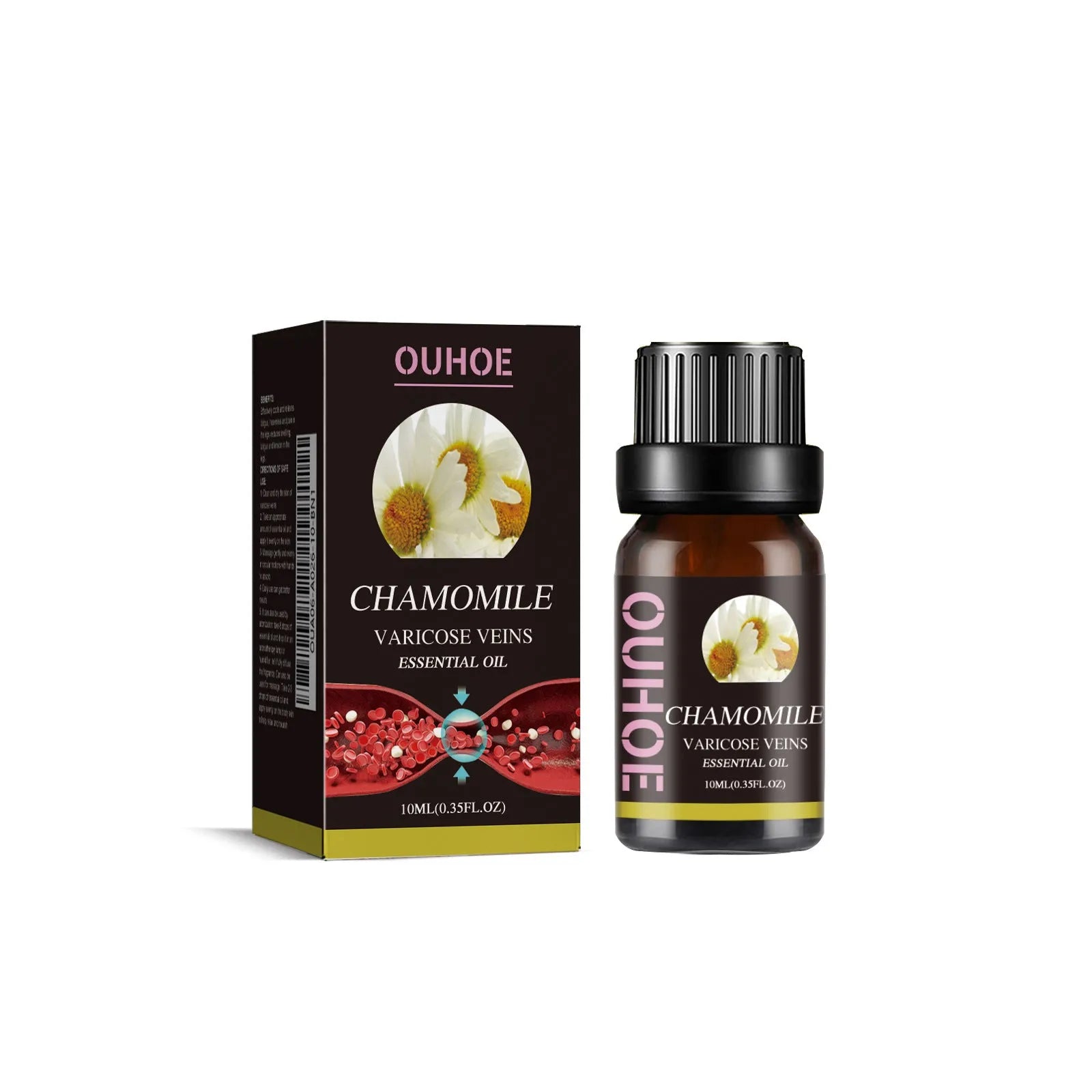 10ml bottle of chamomile leg essential oil for massage and discomfort relief