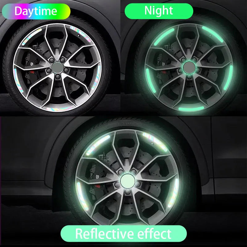 Blue reflective car strip sticker 10-pack self-adhesive 9cm x 0.7cm for body hub electric vehicle