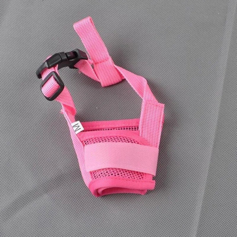 Adjustable plastic dog muzzle for biting and barking control in multiple sizes and colours