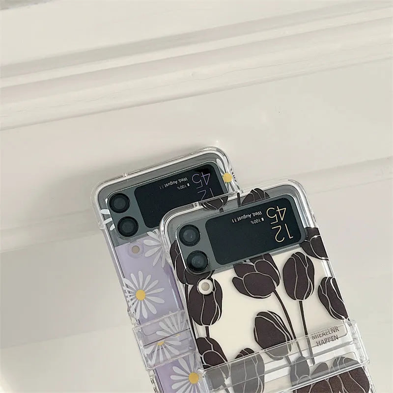 Flower design phone case for Samsung Galaxy Z Flip folding screen smartphone