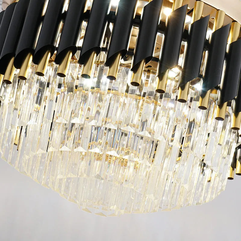 Crystal chandelier ceiling fan light with remote control in silver finish