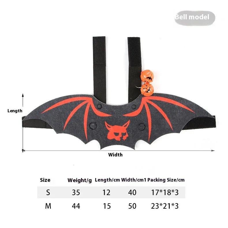 Halloween batwing costume for cats in felt material with multiple colour options