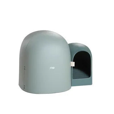 Oversized enclosed cat litter box measuring 67.7cm × 49cm × 50cm in ABS plastic available in three colours