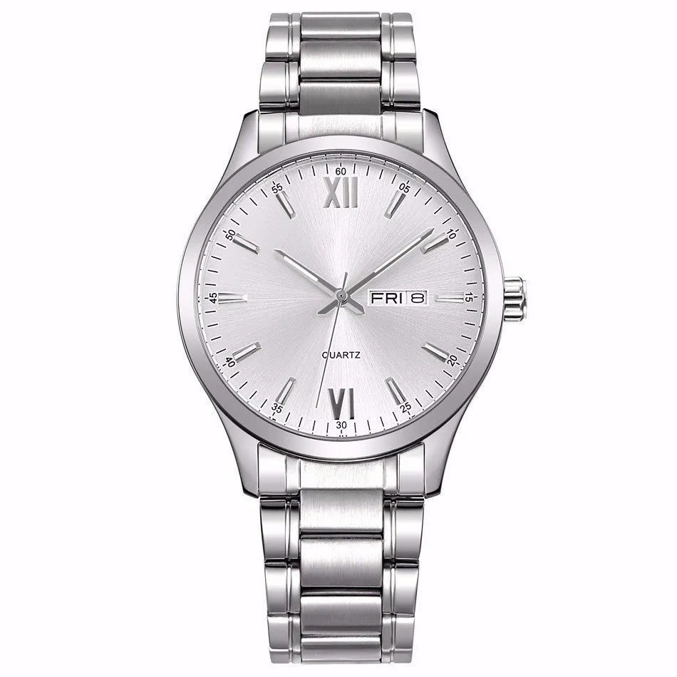 Fashion business quartz watch with 40mm dial, mineral glass mirror, and stainless steel butterfly buckle, black colour option