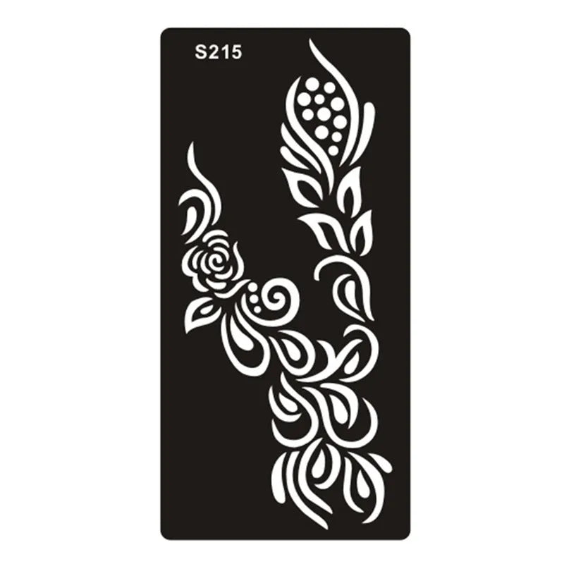 Sheet of hollow geometric pattern temporary tattoo stickers in various colours on water transfer paper.