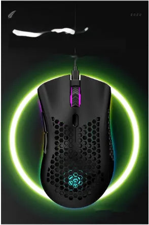 Hollow-out luminous wireless gaming mouse with charging in black, cyan, and white colours