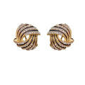 Pair of super flash rhinestone ear studs with thick real gold plating on copper base, geometric shape
