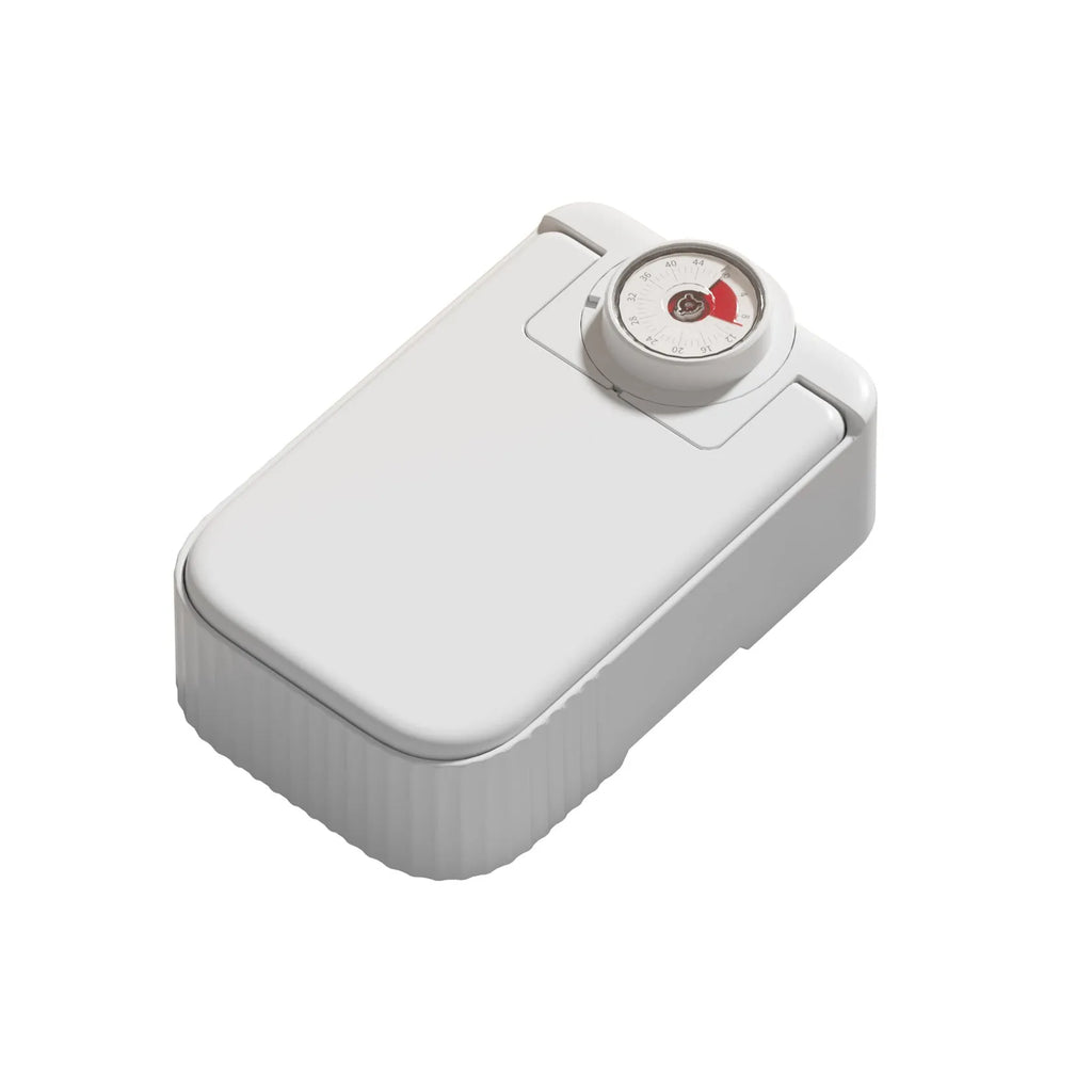 White electronic pet feeder with timer display and ice crystal compartment for 48-hour food freshness