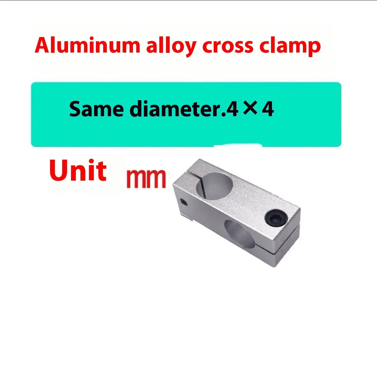 Aluminium alloy same diameter cross clamp fixing clip pillar in multiple sizes 4mm to 60mm