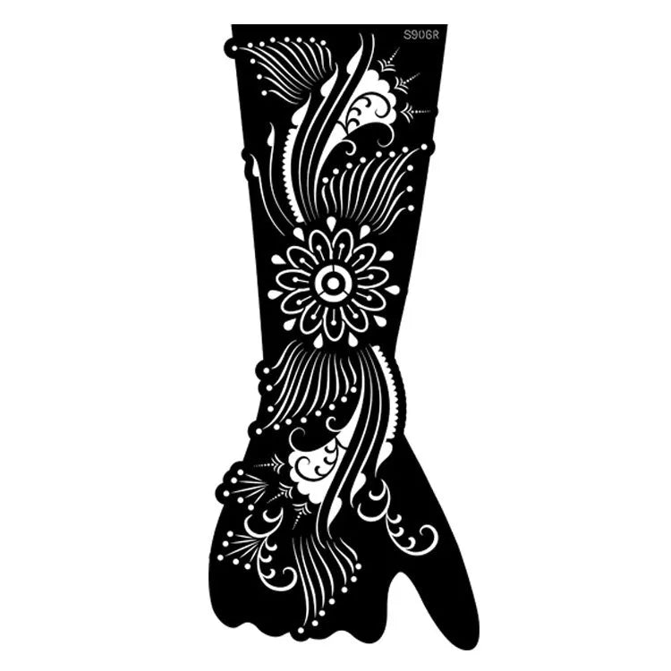 Geometric hollow template tattoo stickers showing intricate paper carving designs for stencilling