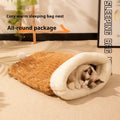 Blue rabbit pattern flannel cat sleeping bag nest bed measuring 50 cm by 40 cm.