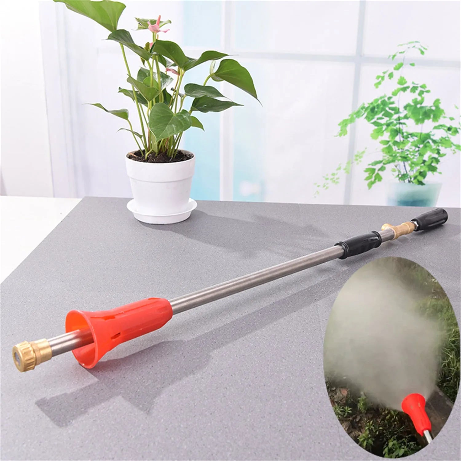 Submachine gun style agricultural spray gun for pesticide spraying with plastic construction