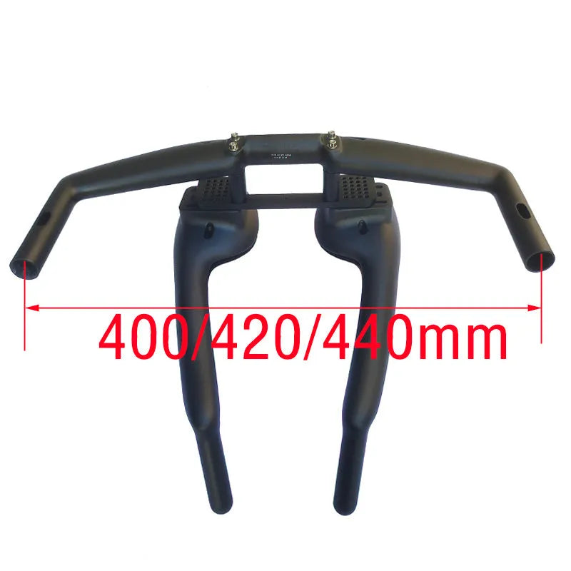Matte black carbon fibre TT handlebar for time trial and triathlon bikes on a road bicycle.