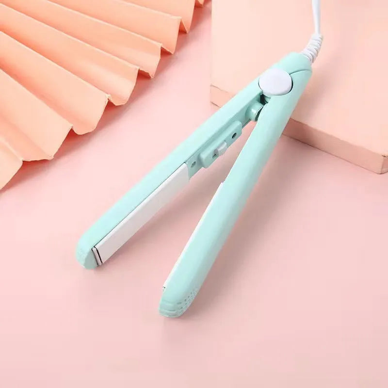 Mini hairdressing splint air bangs hair perm straightener with storage box in five colour choices.