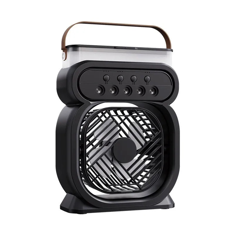 3-in-1 portable evaporative air cooler with 7-colour LED night light, USB-powered fan humidifier in white