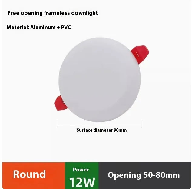 Ultra-thin aluminium LED panel ceiling light with adjustable mounting holes in circle and square shape options