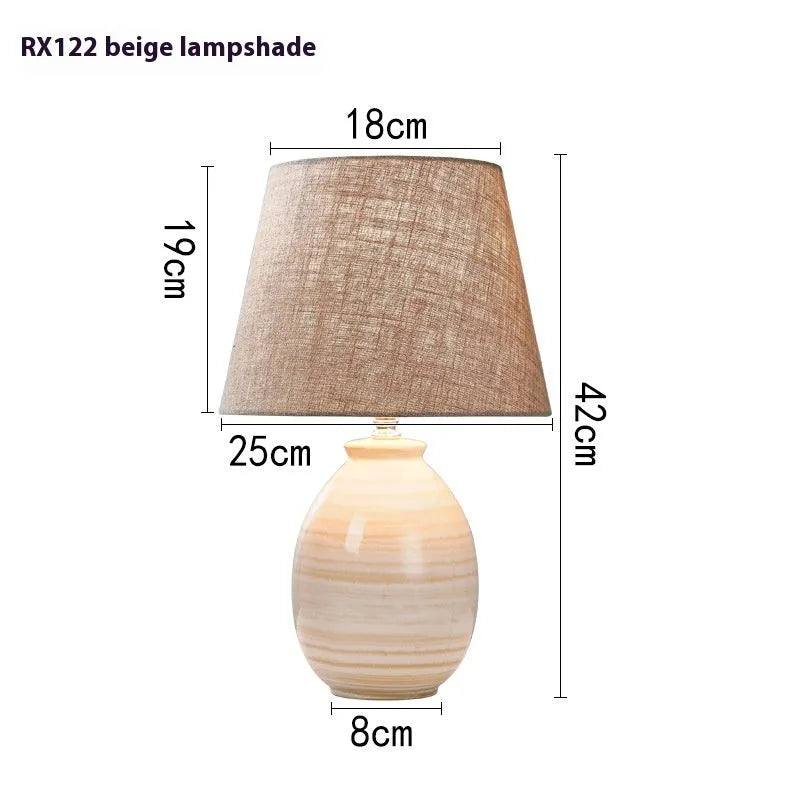 Chinese modern minimalist ceramic table lamp in beige or white for bedroom bedside or desk use