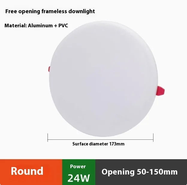 Ultra-thin aluminium LED panel ceiling light with adjustable mounting holes in circle and square shape options
