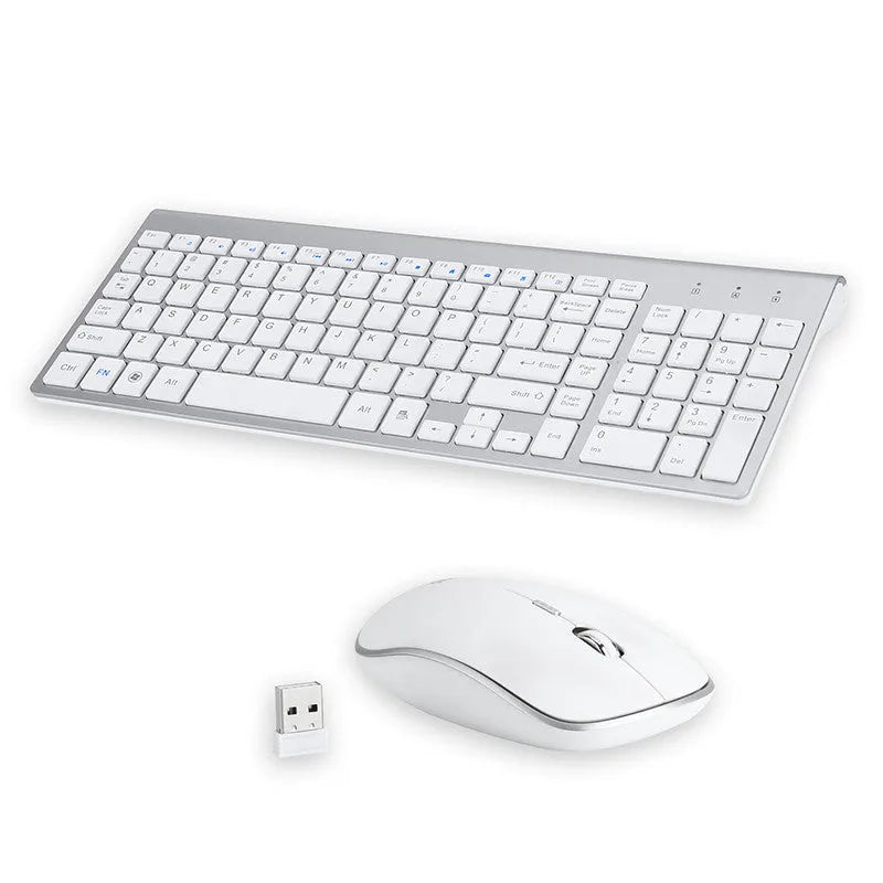Wireless keyboard and mouse combo with 104 keys, USB receiver, in black for office use