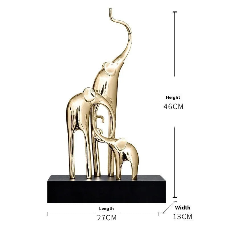 Fortune Bring Elephant resin decorative figurine in gold, silver, or retro colour finishes