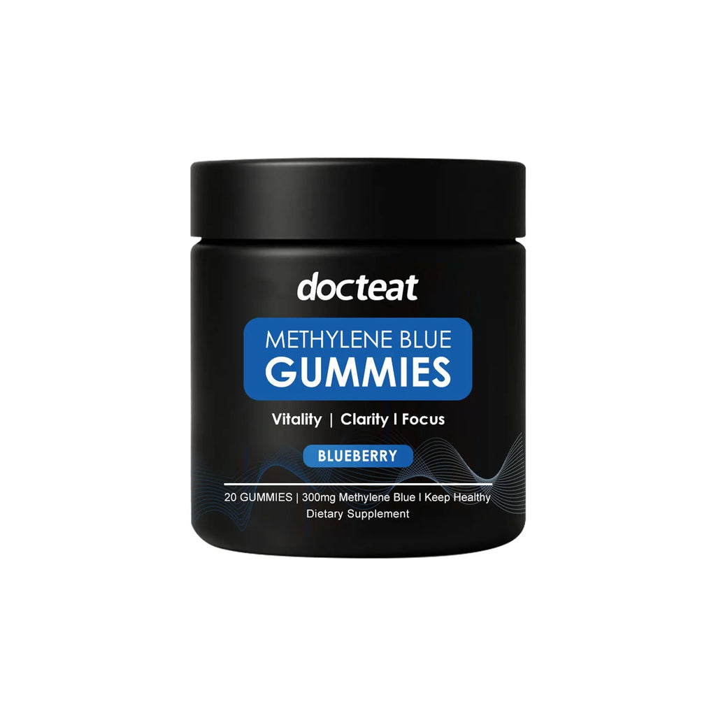 Body care soft candy dietary supplement showing 20 gummy pieces containing methylene blue trihydrate
