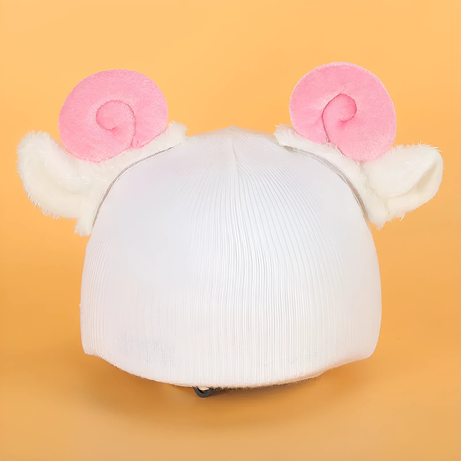 A soft plush cartoon character helmet cover for ears, shown in M size.