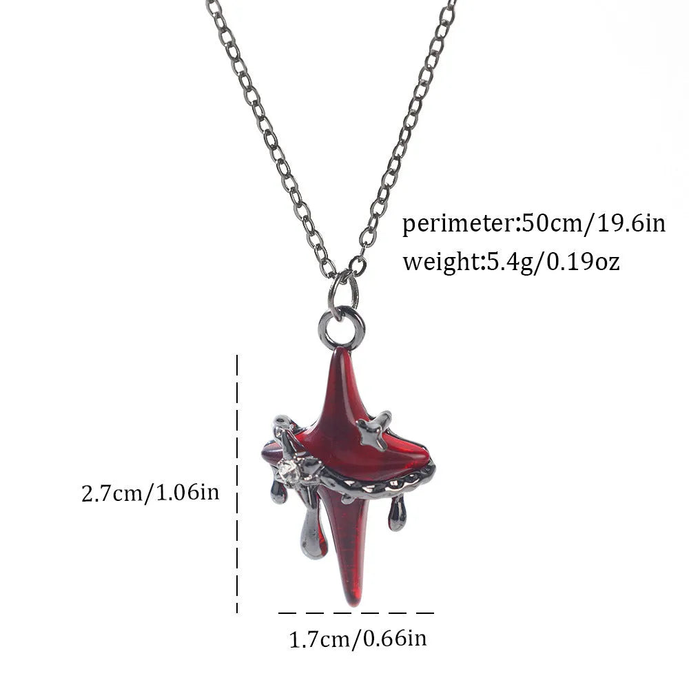 Zinc alloy gothic Halloween necklace showing spider, bat, and cross pendant designs with electroplated finishes