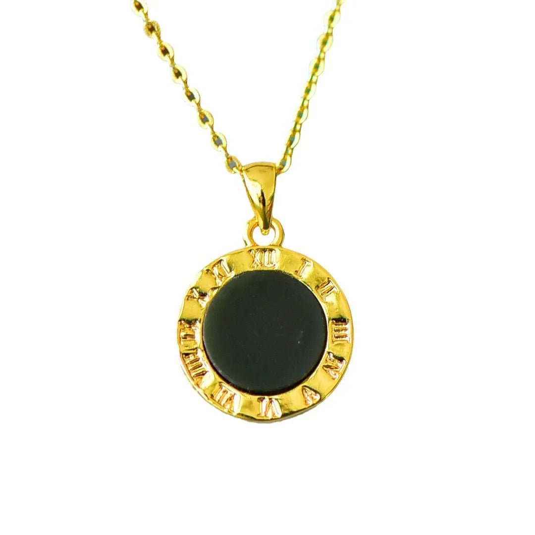 Hetian jade pendant with copper inlay on necklace chain, natural gray stone with ink blue veining