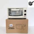 12L household electric oven in black with double-layer interior and mechanical dials, galvanised steel body