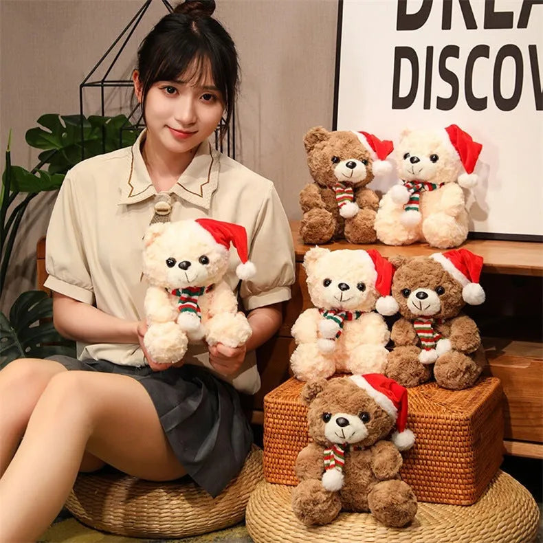 25cm cute little bear plush toy Christmas decorative gift in brown or white