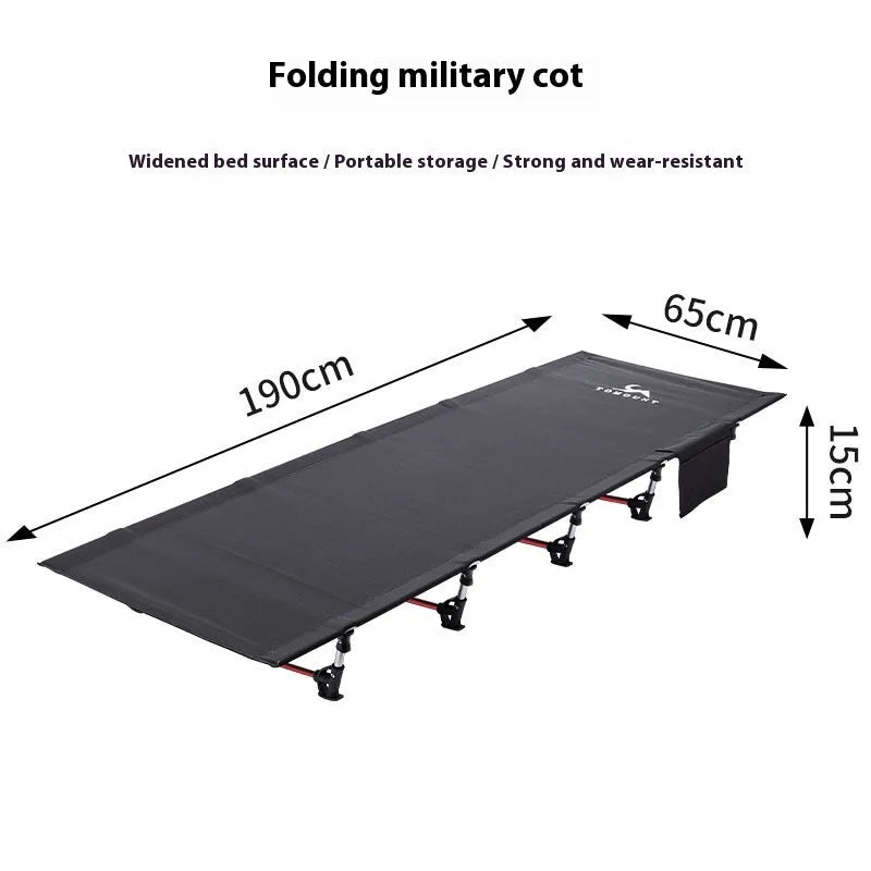 Ultra-light folding camping bed, 190x65x15cm, aluminium alloy frame, Oxford cloth, army green