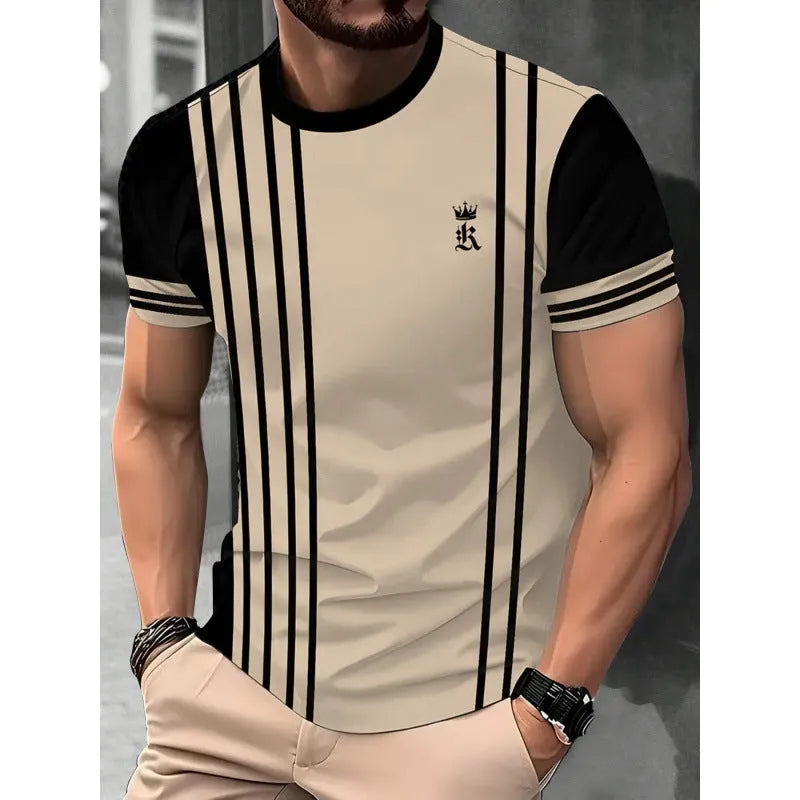 Men's loose fit short sleeve T-shirt with digital 3D printing pattern in picture style colours