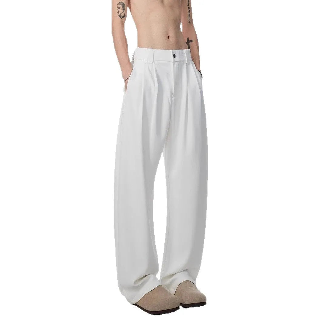 Men's solid colour ice silk leggings in black with micro elastic polyester fabric