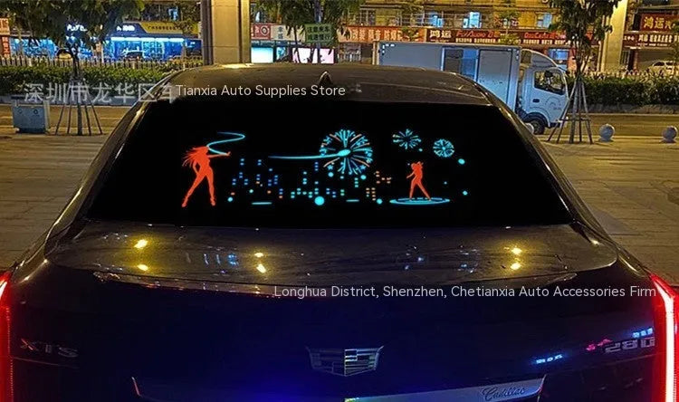 90x25cm voice controlled car rhythm lamp with electroluminescent panel showing music synchronised lighting