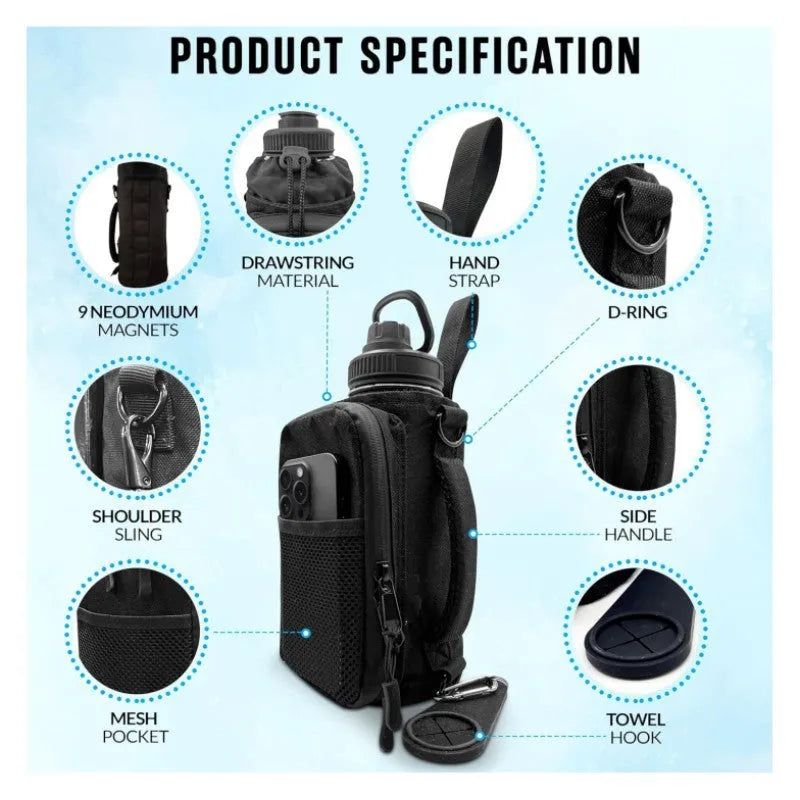 Black cloth men's messenger bag with cylindrical shape for gym and outdoor sports