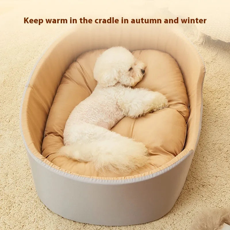 Four Seasons washable cat nest in grayish yellow with upright windproof design for pets