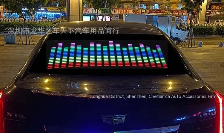 90x25cm voice controlled car rhythm lamp with electroluminescent panel showing music synchronised lighting