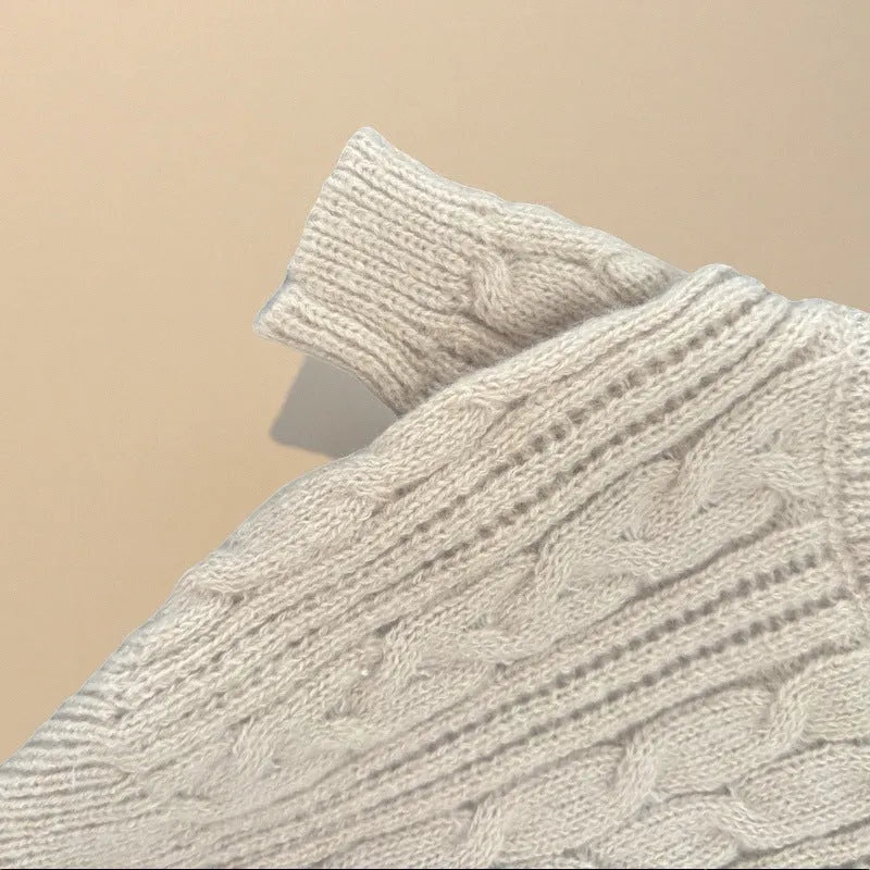 Beige wool dog sweater in sizes XS to XL, casual solid colour pet warm clothes