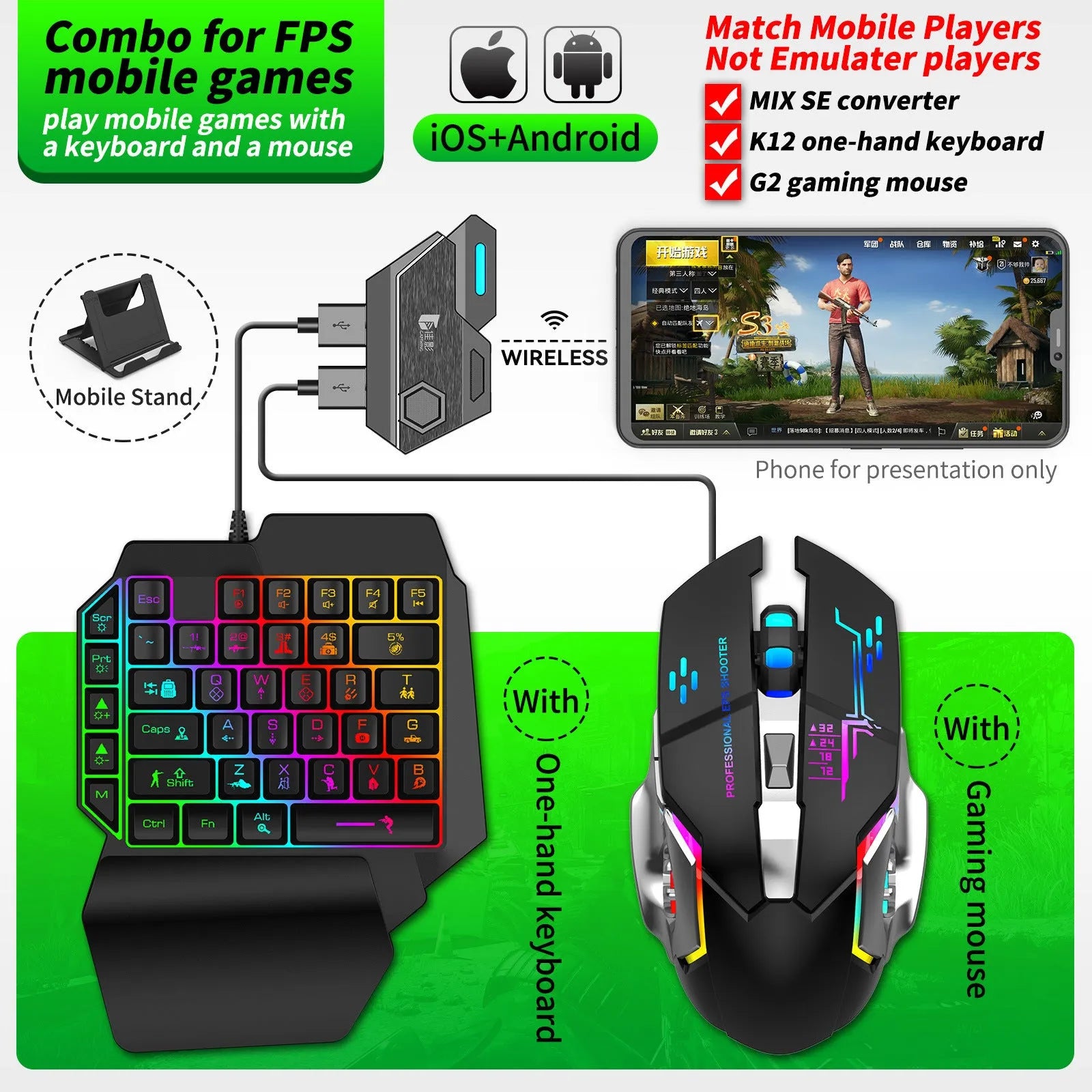 Gamwing Jiaying MIX series keyboard and mouse converter for mobile gaming with USB interface
