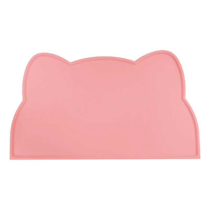 Cat head shaped silicone pet feeding mat in blue colour measuring 44x24cm