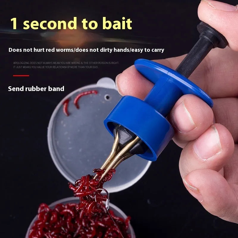 ABS bloodworm clip in boutique red and blue with rubber bands 1.5 x 3 for live bait fishing