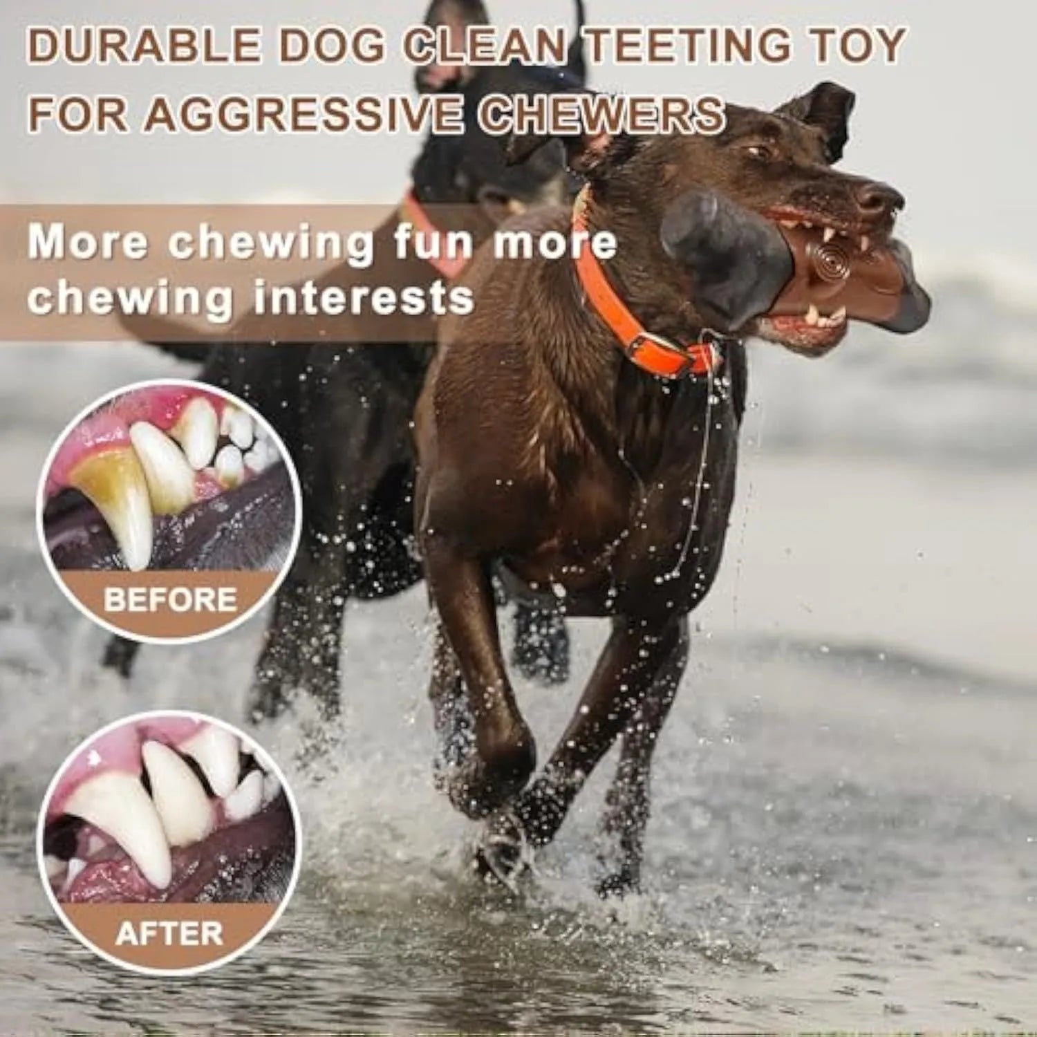 Large brown branch-shaped nylon dog chew toy with bacon flavour for aggressive chewers.
