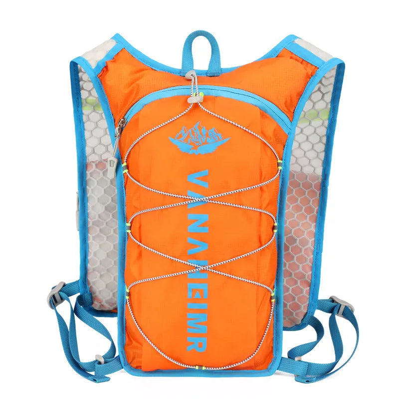 Cross-country cycling backpack with air pillow belt in streamer orange colour