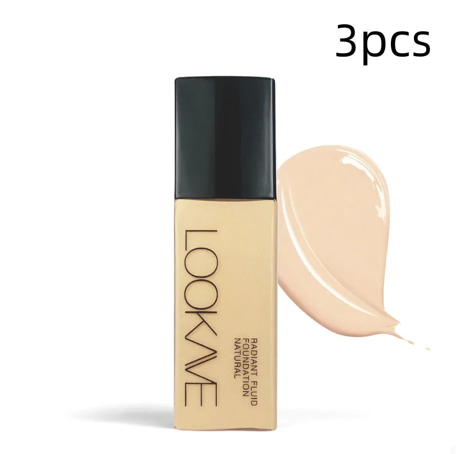 LOOKAVE matte liquid foundation bottle in 21c size with shade options LK63C-01 to LK63C-06