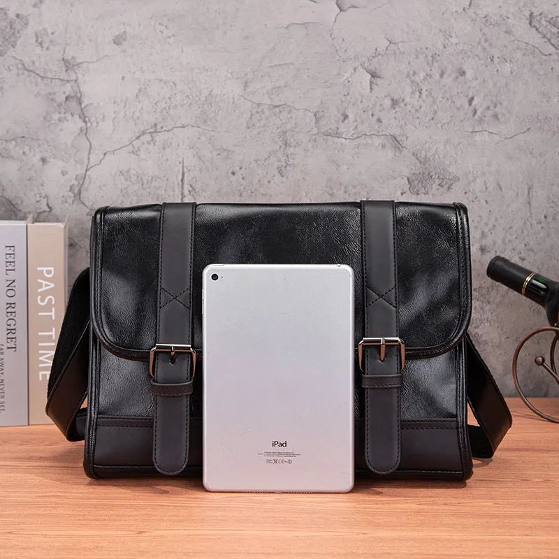 Black Korean style anti-theft commuter backpack with decorative sewing thread accents