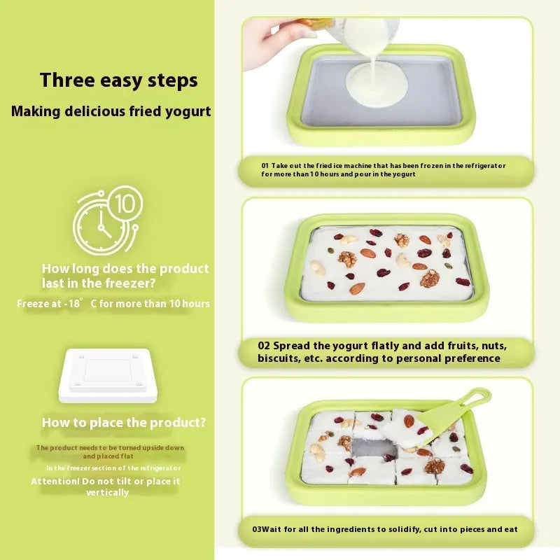 Children's handmade DIY fried ice yoghurt machine in green, pink, white, or rose red.