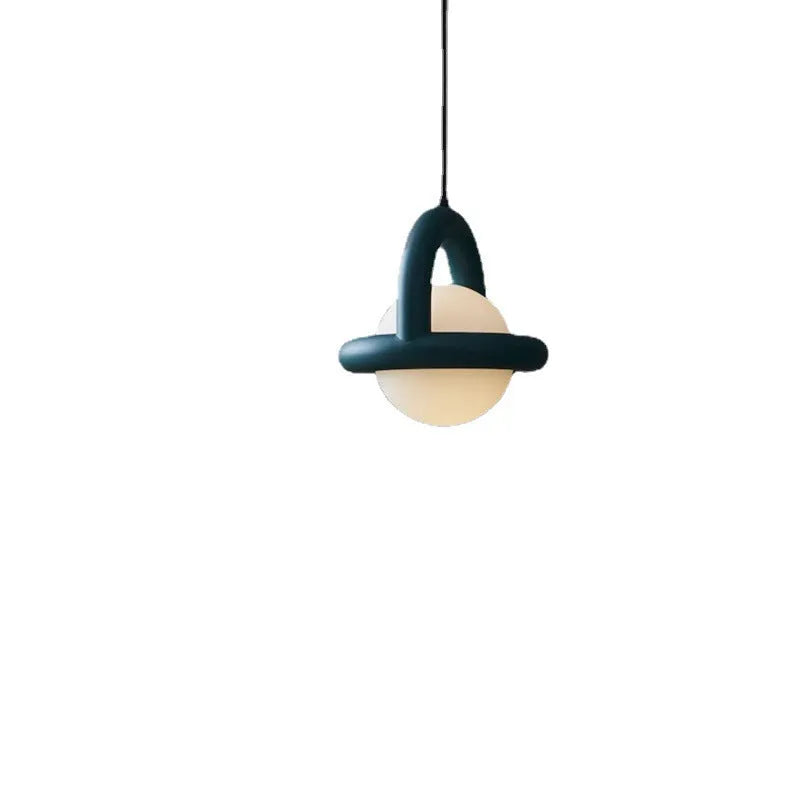 Minimalist Scandinavian bedside hanging pendant lamp in a choice of matte black, white, gray or green.