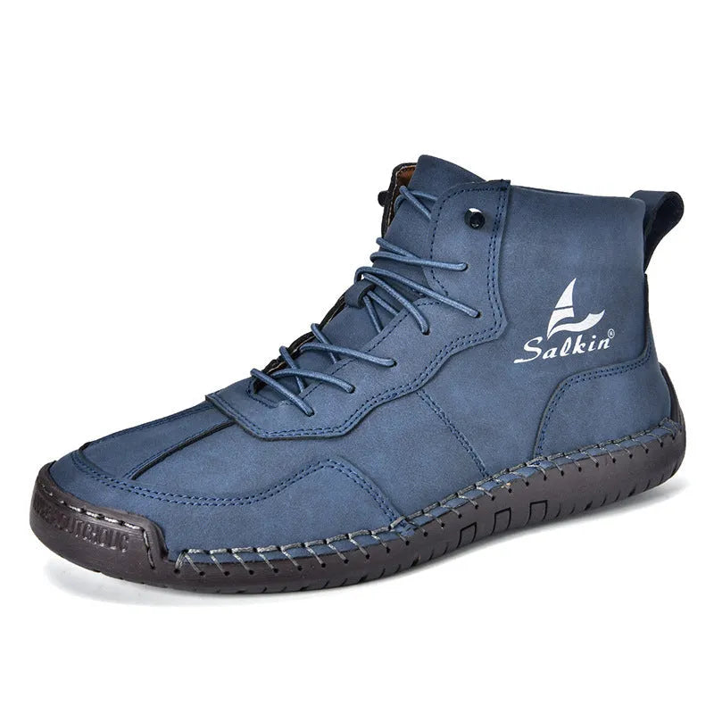 Retro high-top casual boots in multiple colours with flat rubber soles and elastic band sides