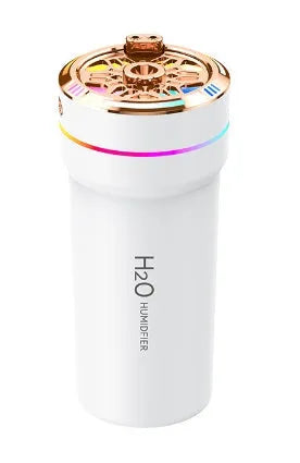 Mini USB car humidifier with starry sky projection light, plastic body, 0.5-1L tank, white black or khaki