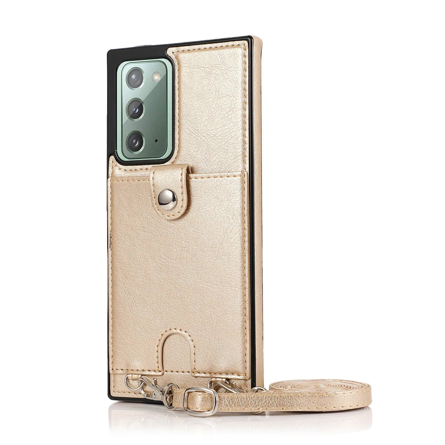 Fashion shoulder cross lanyard phone case for Samsung Note20 Ultra in flip business style imitation leather black